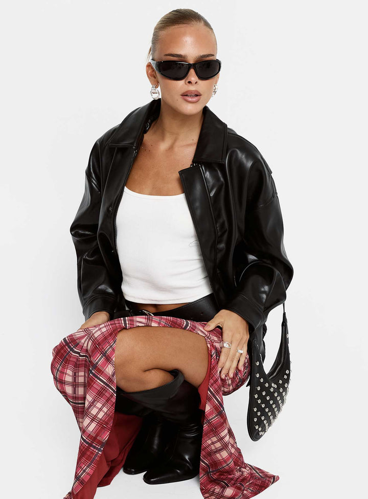 Caroline | Women’s oversized faux leather bomber jacket