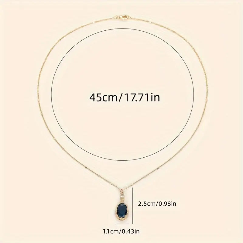 Tessa | Women’s necklace with oval gemstone pendant and gold chain