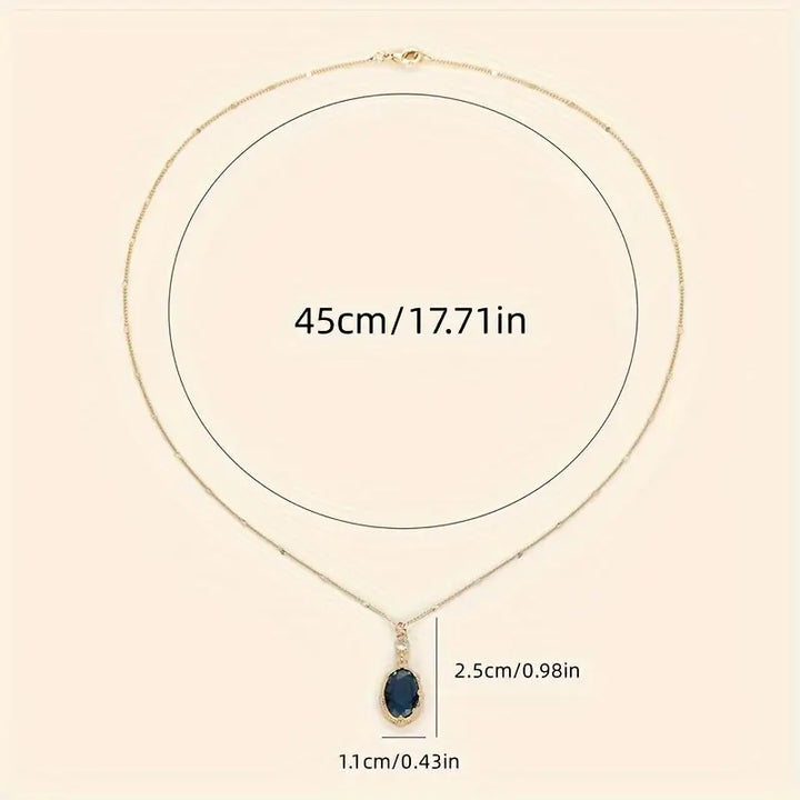 Tessa | Women’s necklace with oval gemstone pendant and gold chain