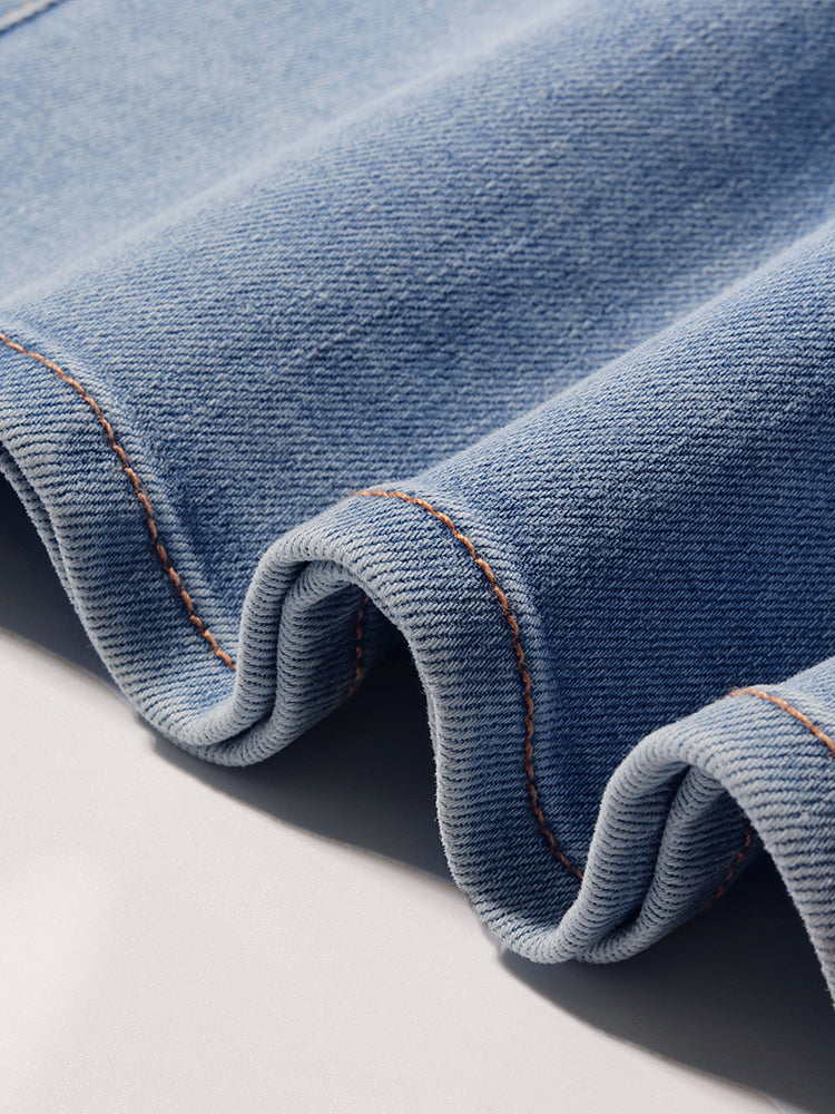 Elouise | Women’s high-waist denim midi skirt with front slit