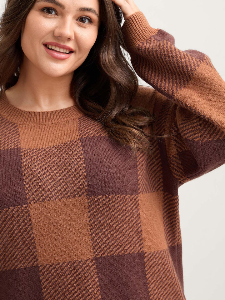 Margot | Women’s plaid knit sweater with relaxed fit
