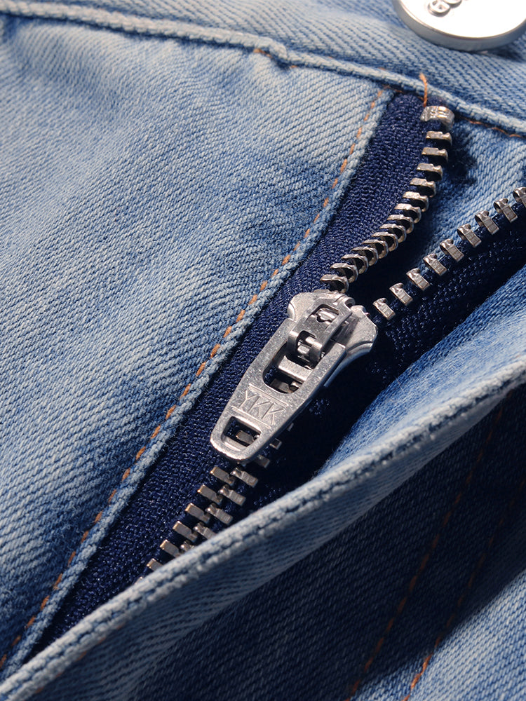 Elouise | Women’s high-waist denim midi skirt with front slit