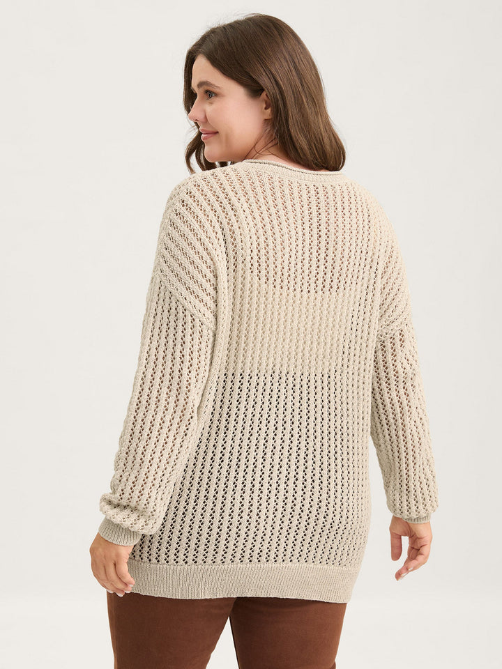 Brielle | Women’s open-knit sweater with floral embroidery