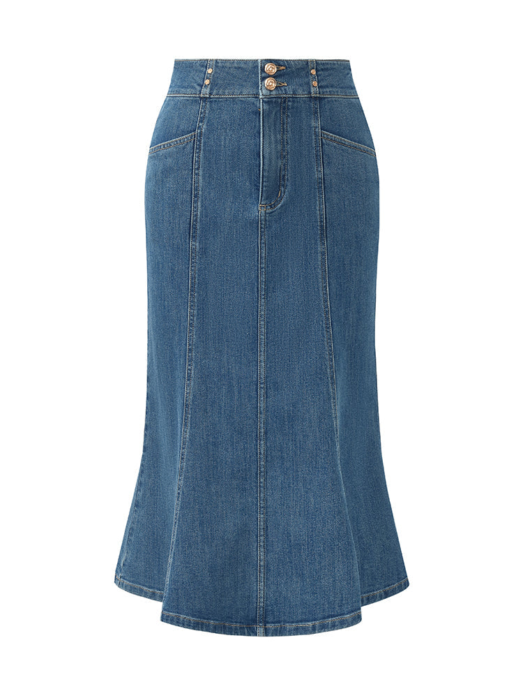 Paloma | Women’s high-waisted denim mermaid skirt