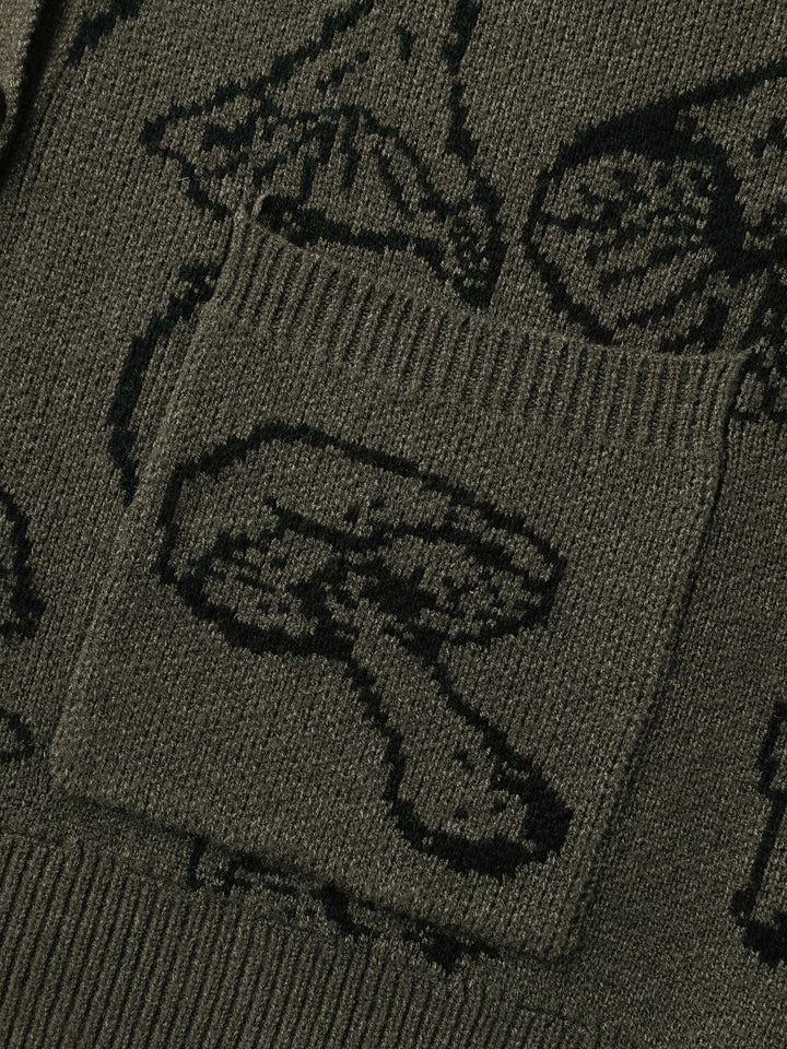 Esther | Women’s button-up knit cardigan with embroidered details and patch pockets