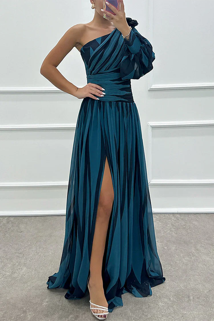 Glenda | Women’s asymmetrical maxi dress with striped design