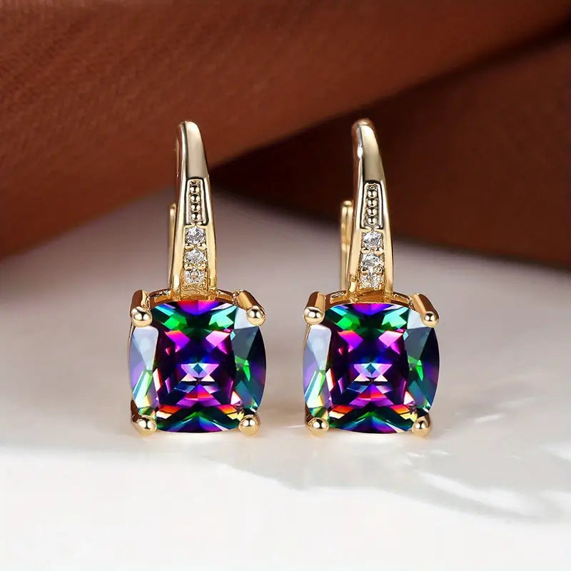 Misty | Women’s drop earrings with gem stone and crystal accents