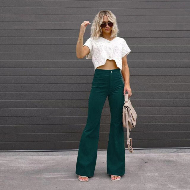 Sonya | Women’s high-waisted corduroy flared pants
