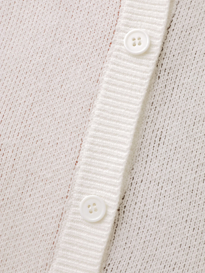 Amira | Women’s floral knit button-up cardigan with patch pockets