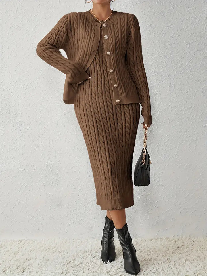 Rox| Women’s two-piece cardigan set with longline layer and matching top