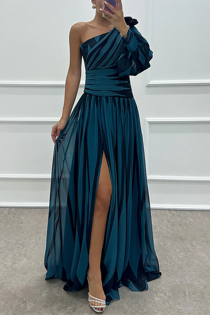 Glenda | Women’s asymmetrical maxi dress with striped design