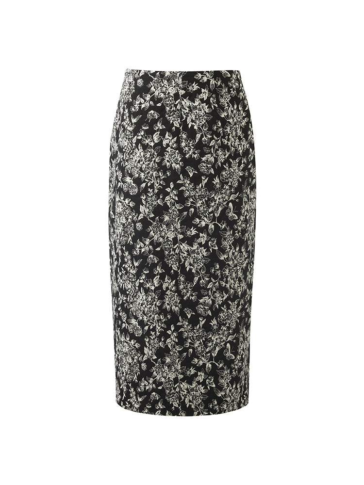 Aspen | Women's floral jacquard stretch pencil skirt