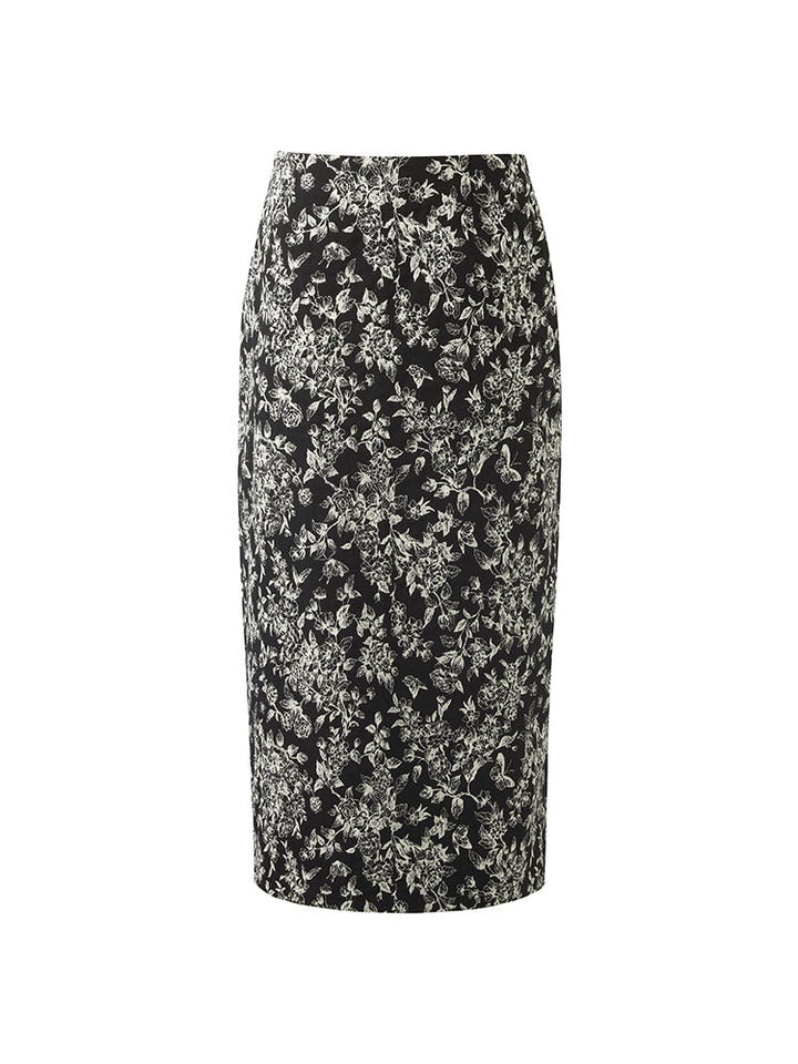 Aspen | Women's floral jacquard stretch pencil skirt