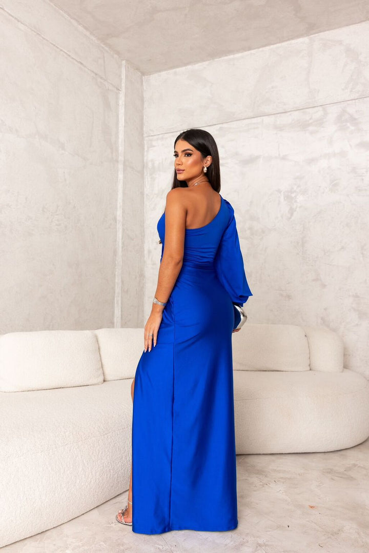 Amy | Women’s one-shoulder drape maxi dress with slit detail