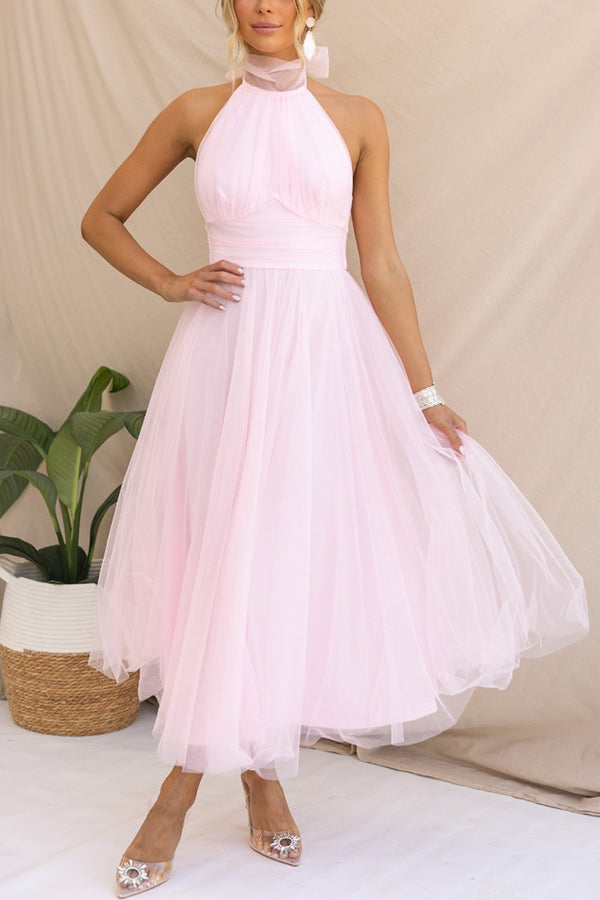 Vina | Women’s tulle midi dress with fitted bodice