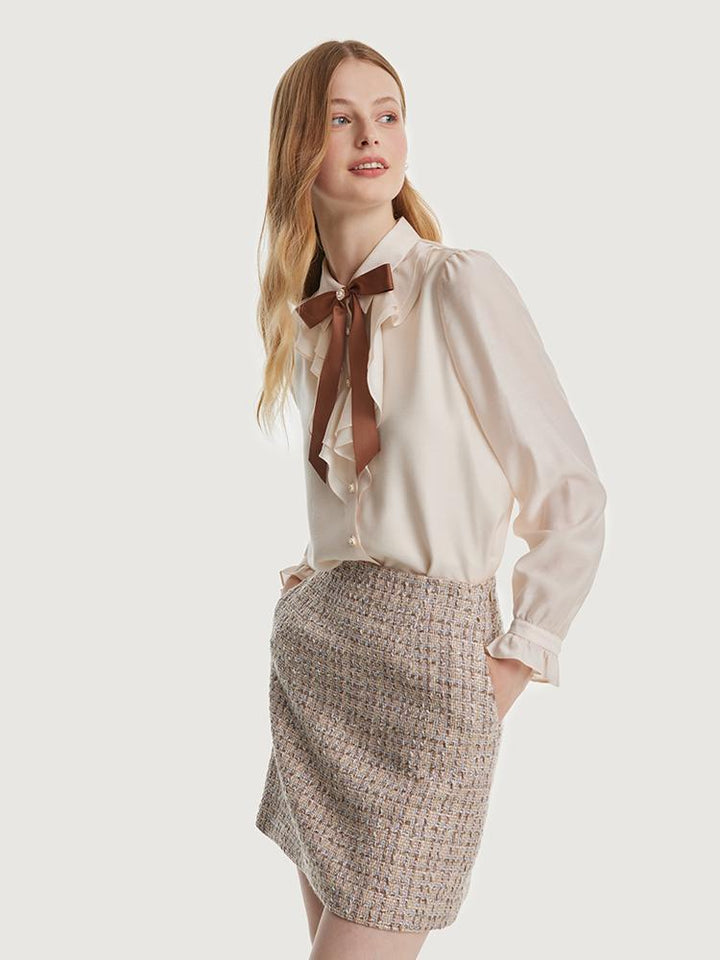 Hallie | Women's A-line woolen tweed mini skirt