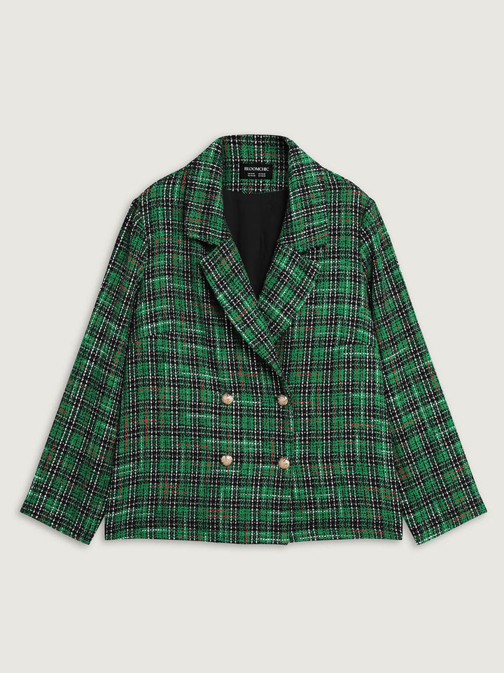 Genevieve | Women’s plaid double-breasted tweed blazer