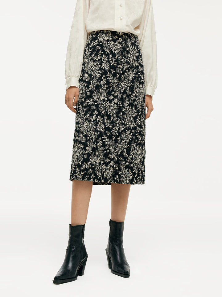 Aspen | Women's floral jacquard stretch pencil skirt