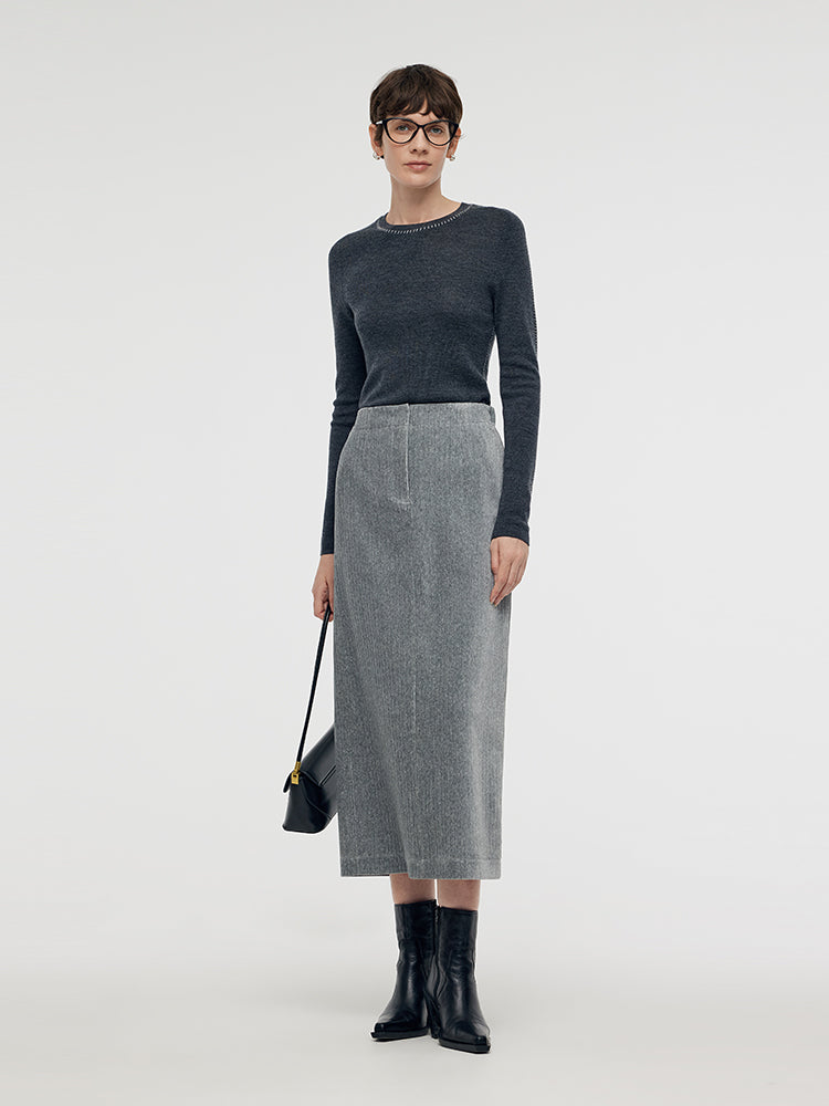 Antonella | Women's stretch back slit knitted midi skirt