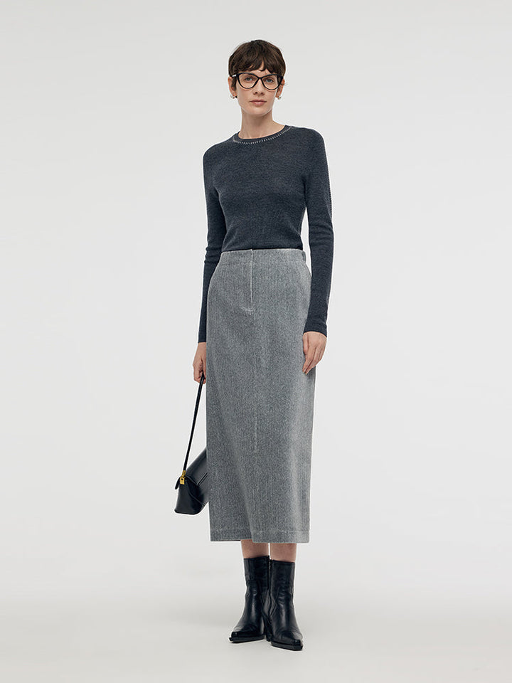 Antonella | Women's stretch back slit knitted midi skirt