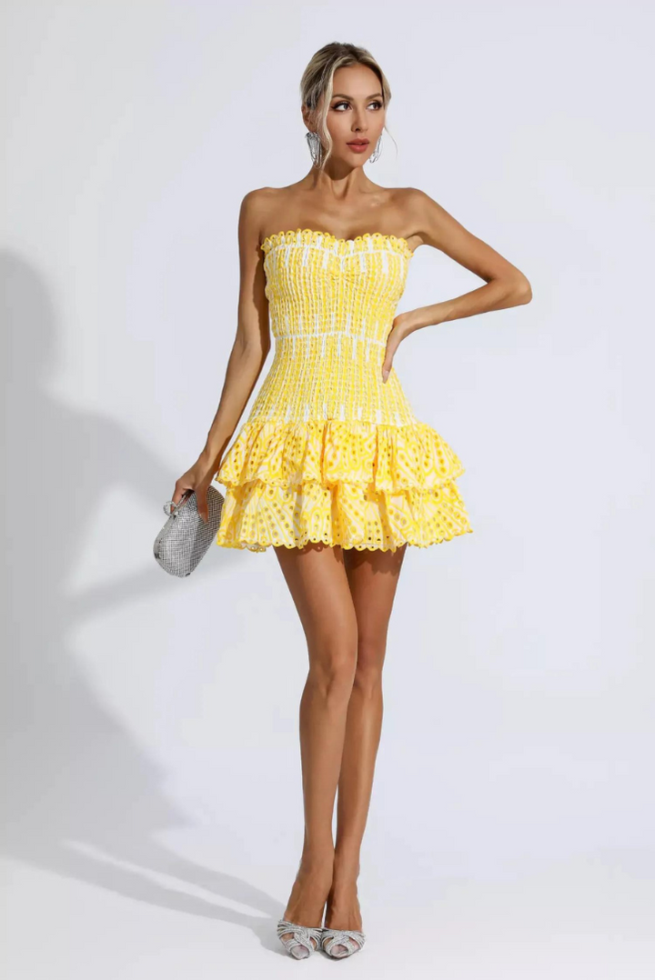 Zara | Women’s ruffle mini dress with strapless design and open back