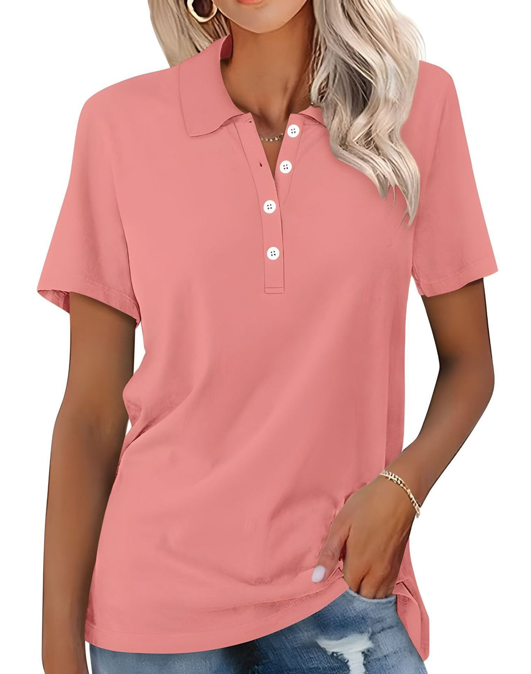 Sanya | Women’s short sleeve polo shirts with button placket