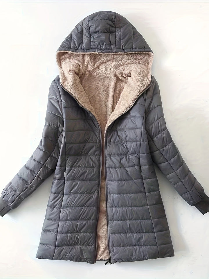 Aaleah  | Women’s quilted mid-length hooded jacket