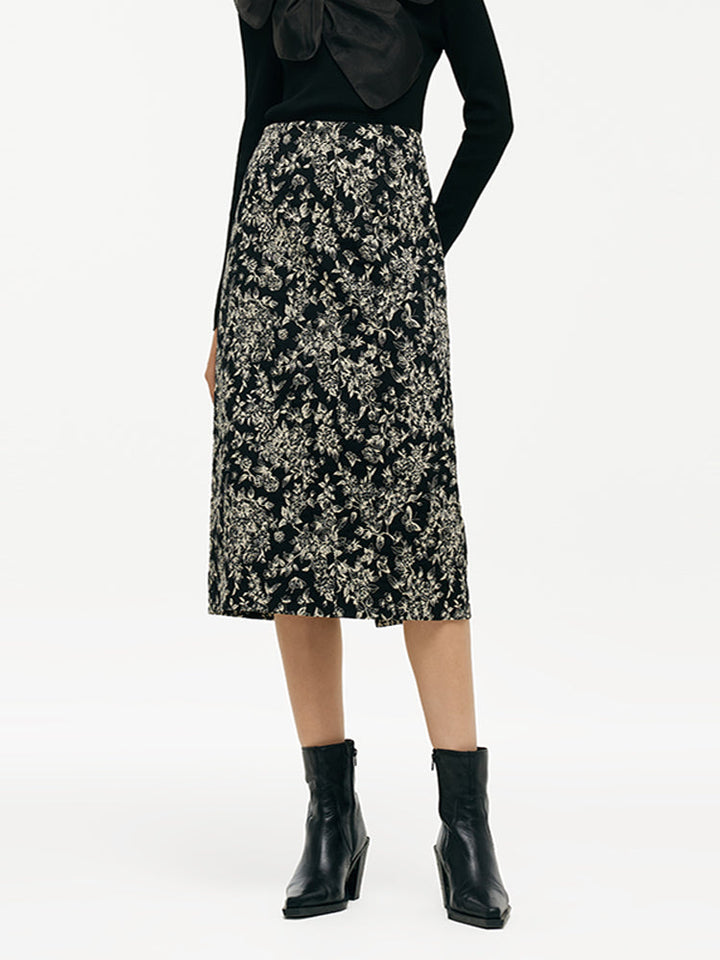 Aspen | Women's floral jacquard stretch pencil skirt