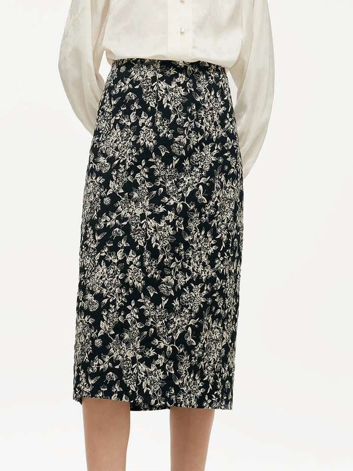 Aspen | Women's floral jacquard stretch pencil skirt