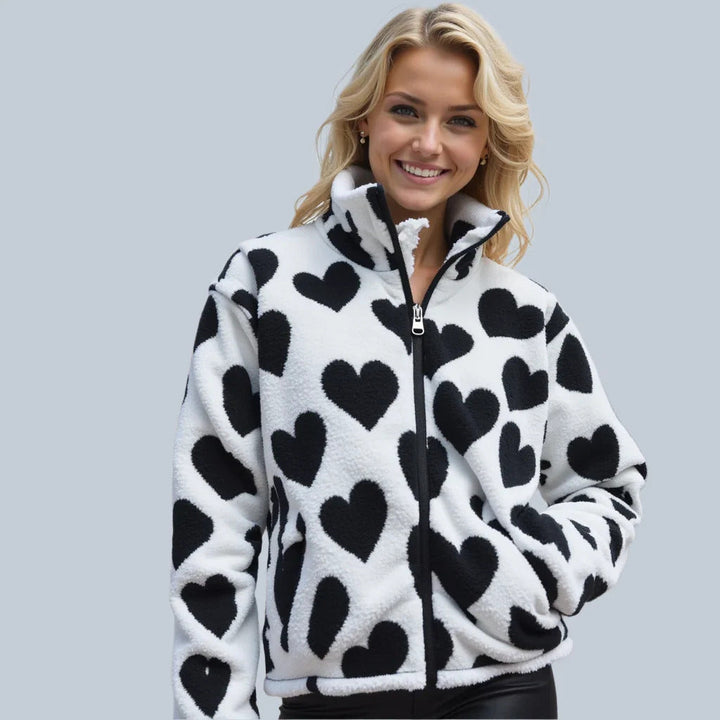 Katya | Women’s reversible heart fleece jacket