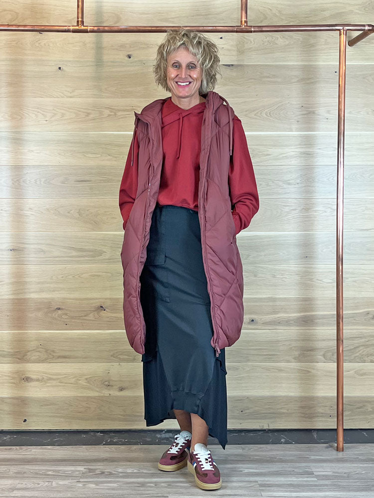 Adalynn | Women’s long quilted puffer vest with hood