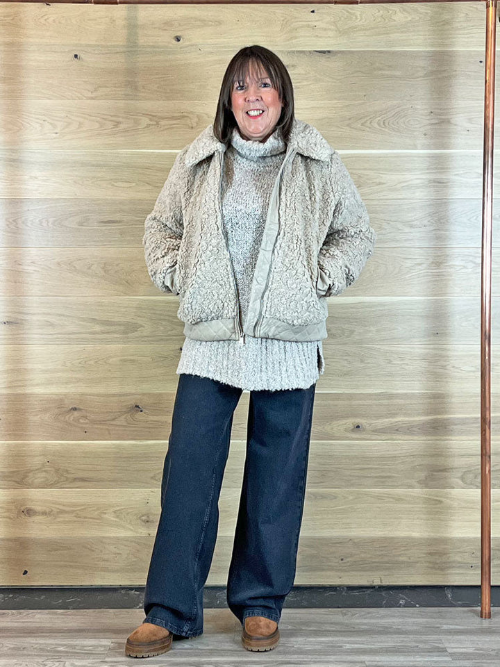 Alpha | Women’s faux shearling zip bomber jacket