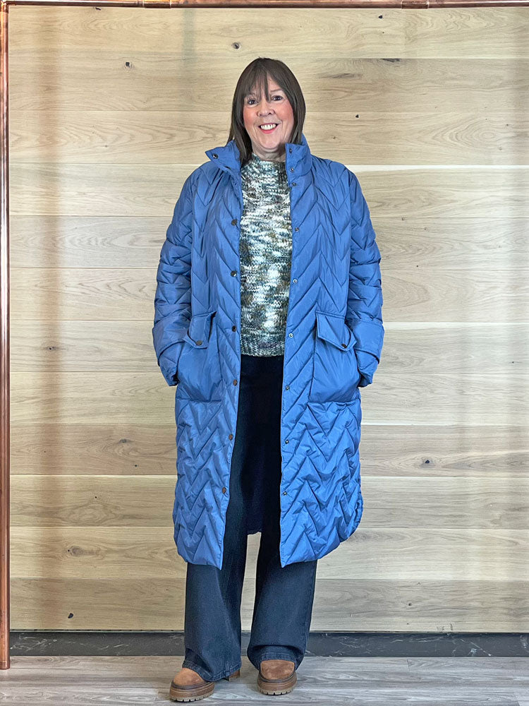 Elliana | Women’s long quilted chevron puffer coat