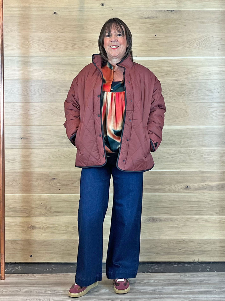 Nevaeh | Women’s diamond quilted jacket with contrast trim