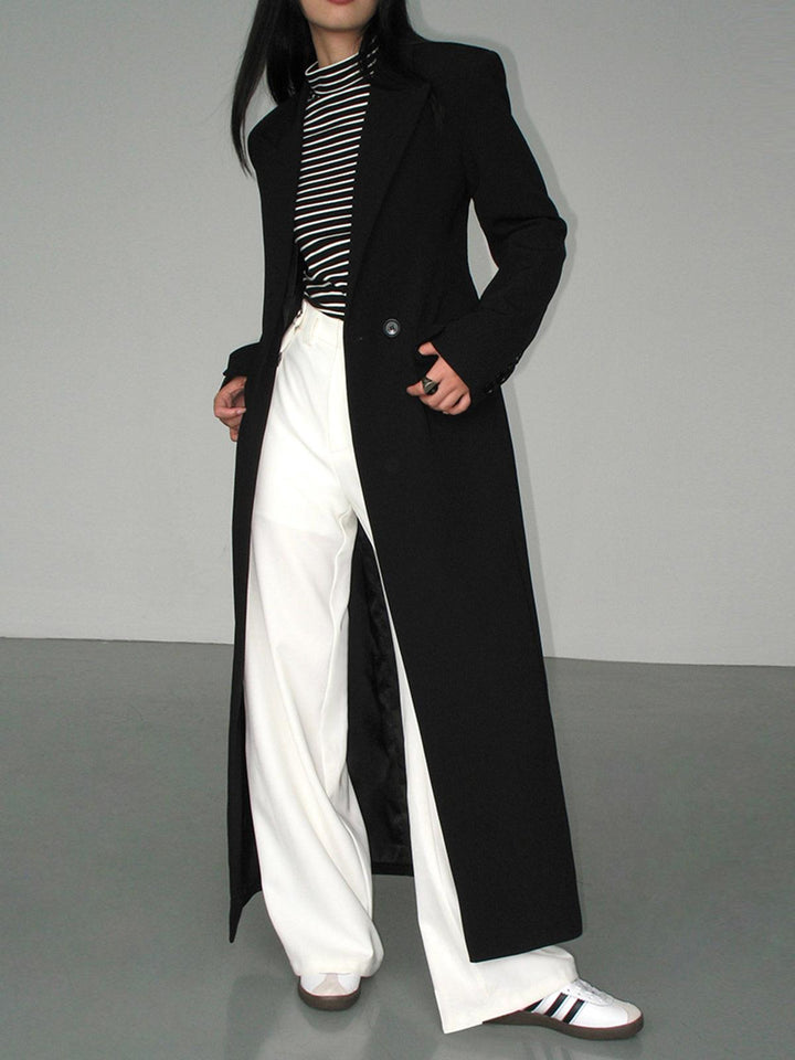 Esther | Women’s elegant long coat with structured cut and single-breasted front