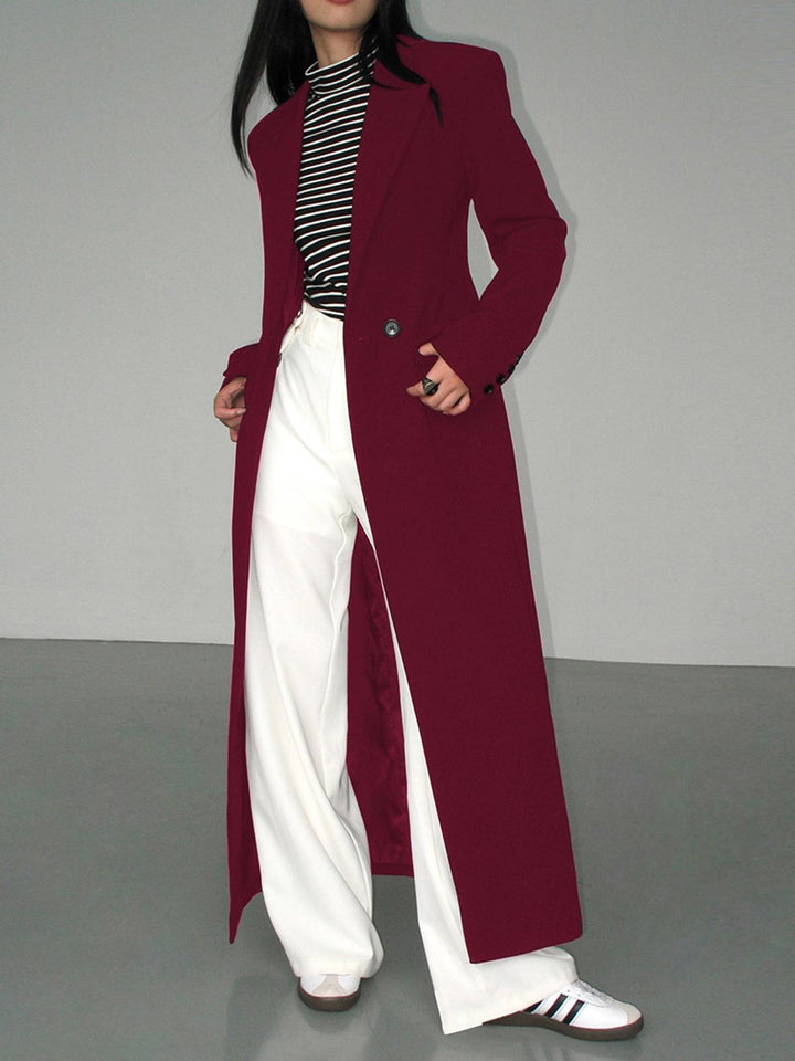 Esther | Women’s elegant long coat with structured cut and single-breasted front
