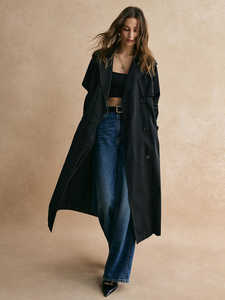 Anastasia | Women’s long trench coat with wide lapels and double-breasted design