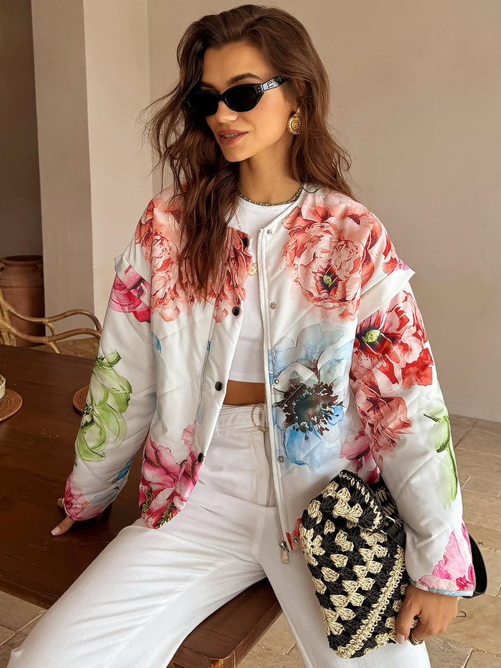 Sierra | Women’s floral print jacket with button front and relaxed fit