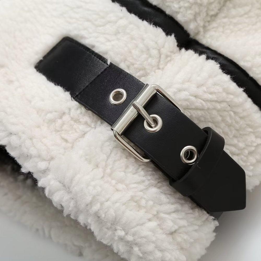 Adhara | Women’s vegan sherpa jacket with leather accents