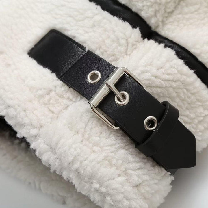 Adhara | Women’s vegan sherpa jacket with leather accents