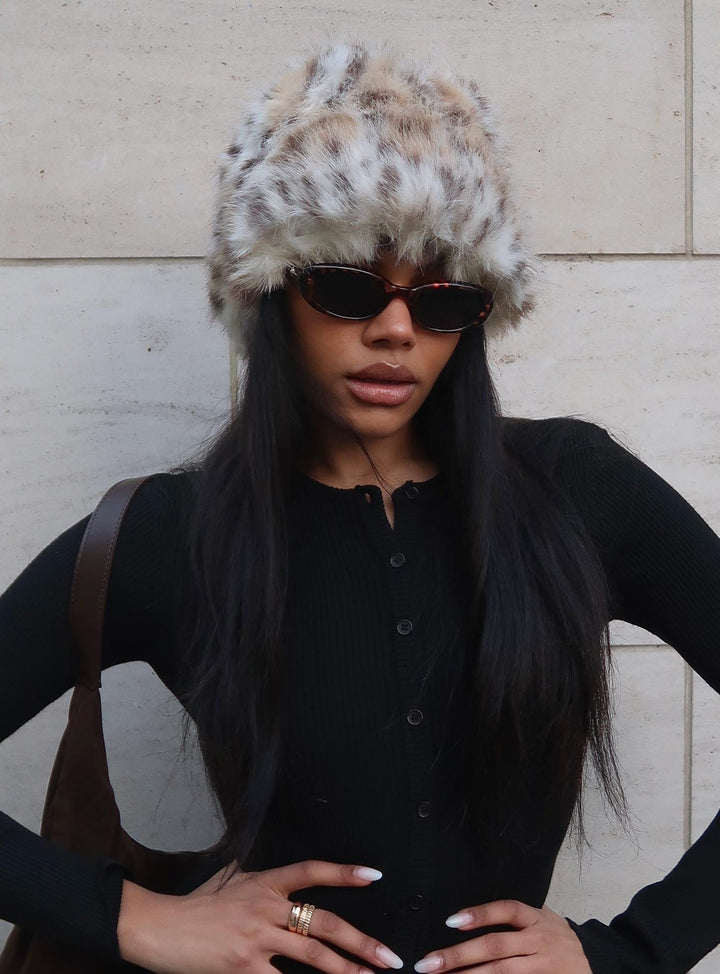 Darcy | Women’s faux fur leopard print fluffy hat