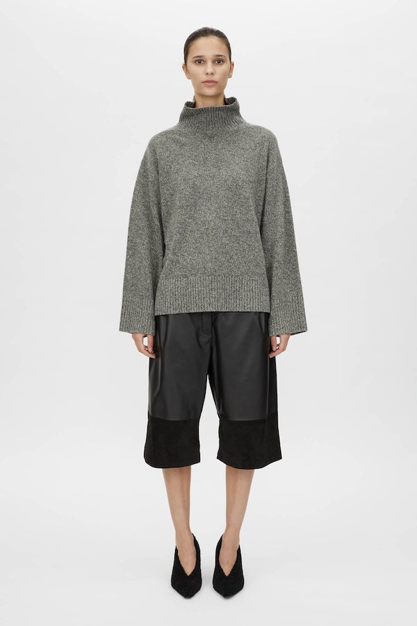 Yara | Women’s minimalist wool-blend funnel neck sweater