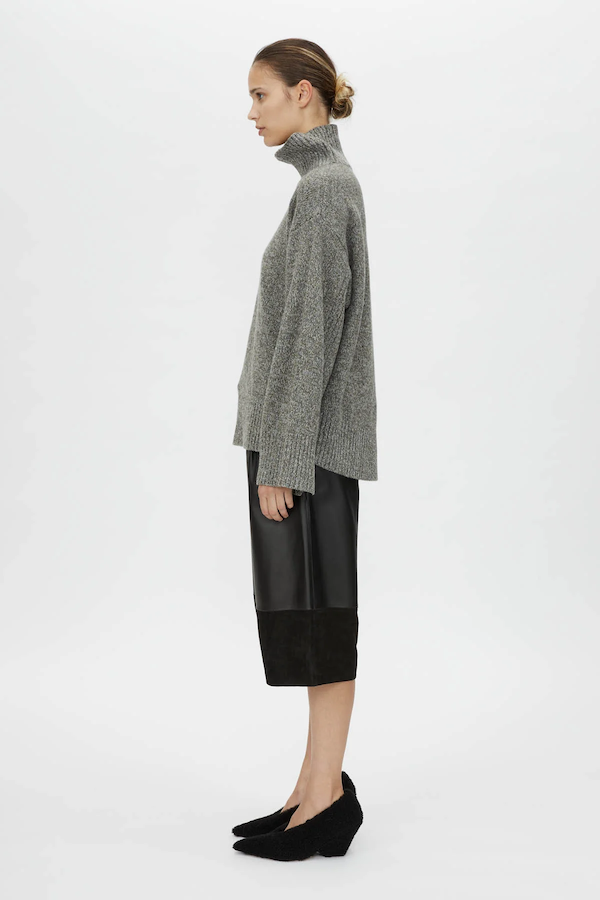 Yara | Women’s minimalist wool-blend funnel neck sweater