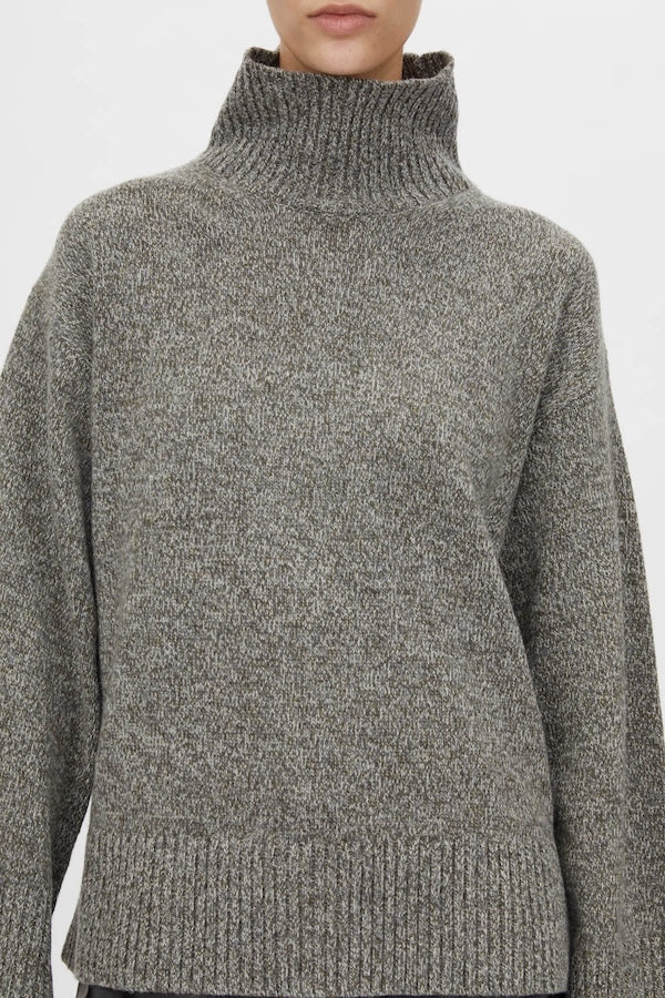 Yara | Women’s minimalist wool-blend funnel neck sweater