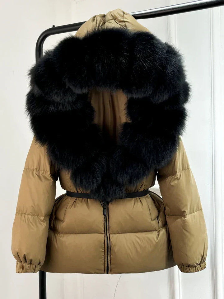 Frankie | Women’s puffer jacket with oversized faux fur collar