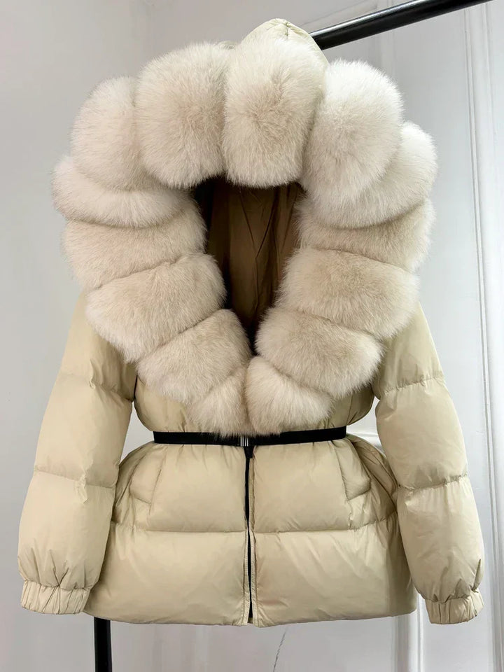 Frankie | Women’s puffer jacket with oversized faux fur collar