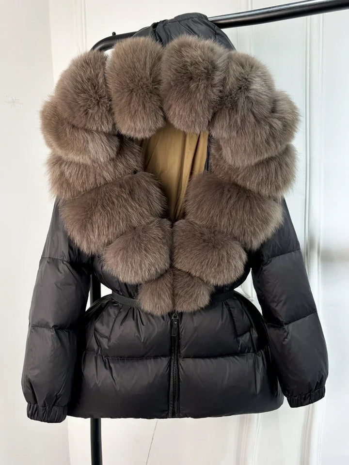 Frankie | Women’s puffer jacket with oversized faux fur collar