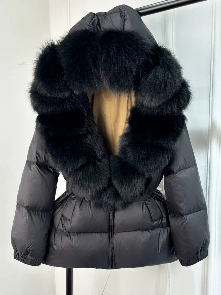 Frankie | Women’s puffer jacket with oversized faux fur collar
