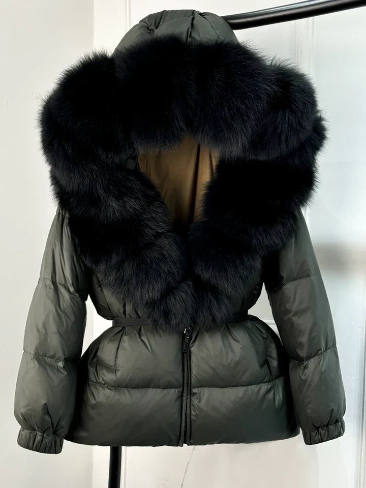 Frankie | Women’s puffer jacket with oversized faux fur collar
