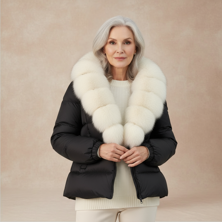 Frankie | Women’s puffer jacket with oversized faux fur collar
